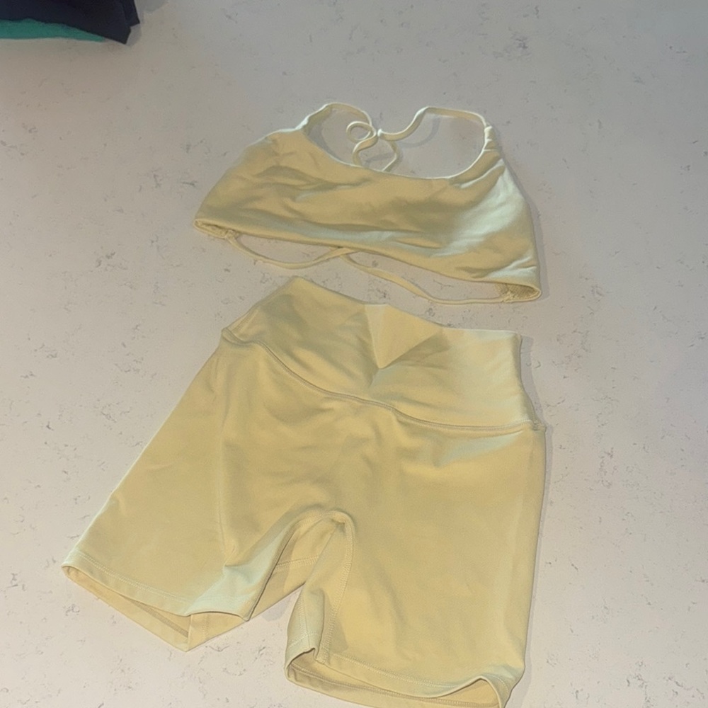 CSB Yellow Sports Bra and Shorts Set